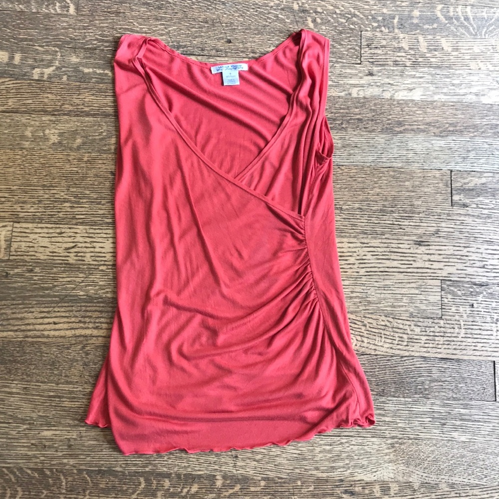 Wind River coral ruched wrap tank
